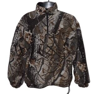 Duxbak Mens L Fleece 1/4 Zip Jacket Reversible Hunting Camouflage Vintage